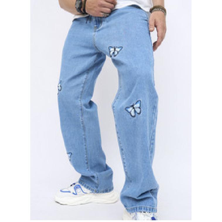 

Европейские и американские новые ретро повседневные джинсы мужские американские свободные брюки широкие брюки для мужчин 38 темно-синий