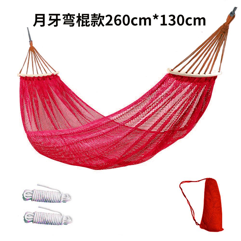 

Outdoor Ice Silk Mesh Hammock - Lightweight Portable Swing with Bending Sticks, Anti-Rollover Design for Camping & Travel красный