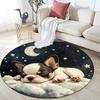 Sleeping French Bulldog Round Area Rug,Carpet Rug for Living Room Bedroom Sofa Playroom Decor,Non-slip Floor Mat