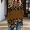Women Long Sleeve Tunic Top Print Crew Neck Loose Fit Blouse With Pockets Casual Daily Wear Ladies Tops