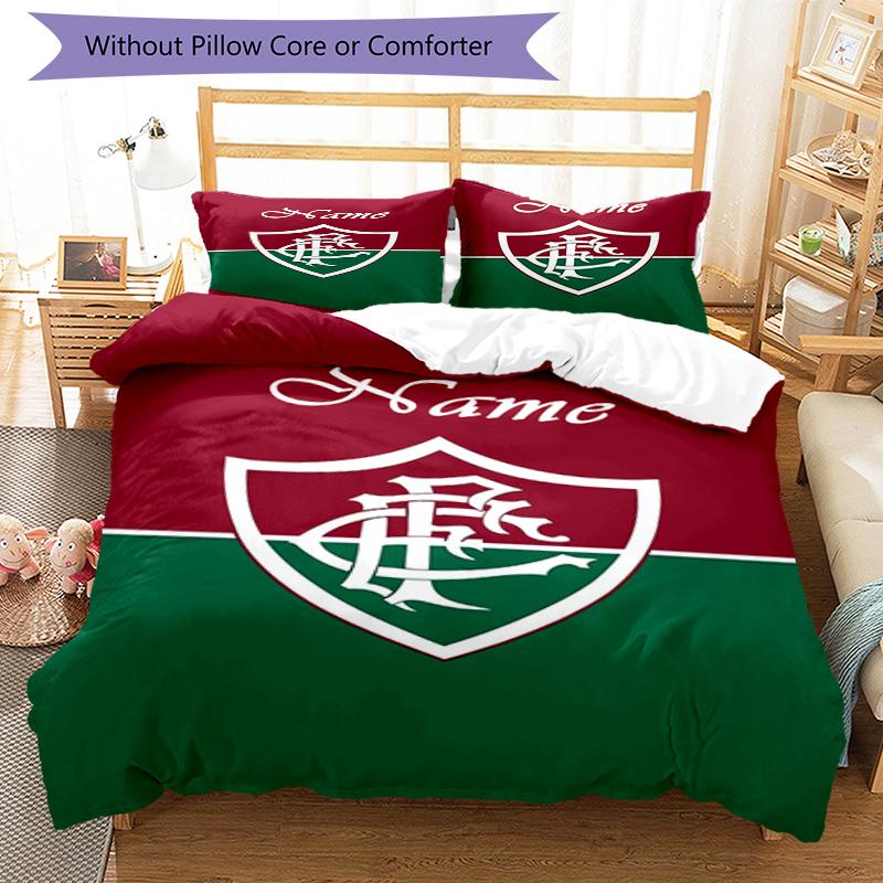 3pcs Custom Name Fluminense FC Bedding Set Duvet Cover Closure Includes 1 Duvet Cover & 2 Pillowcases, Soft and Comfortable for All Seasons.