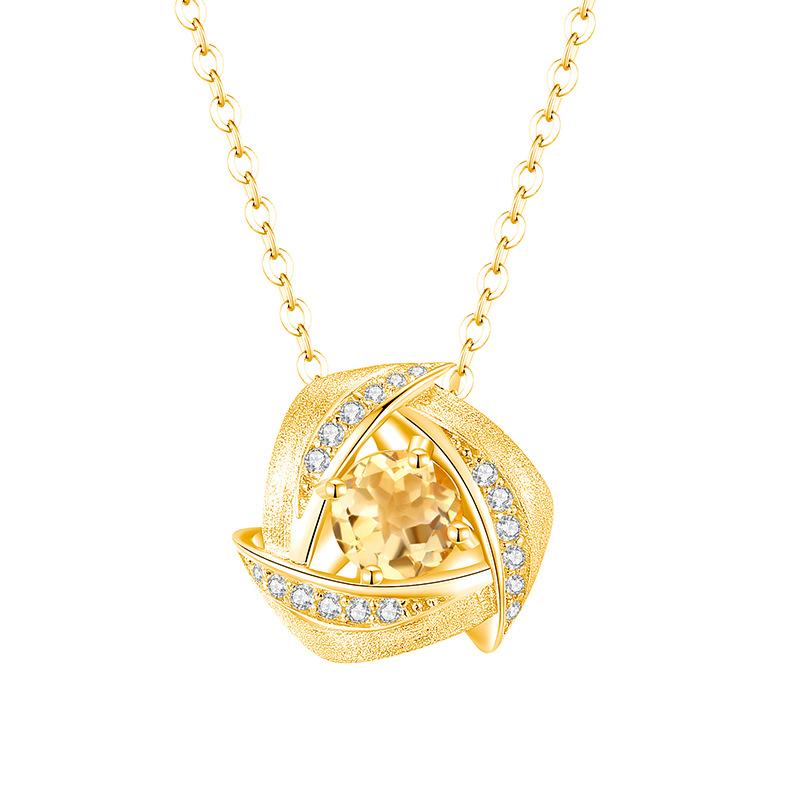 S925 Silver Star Jewelry Set, Natural Crystal Necklace Ring Earrings for Women