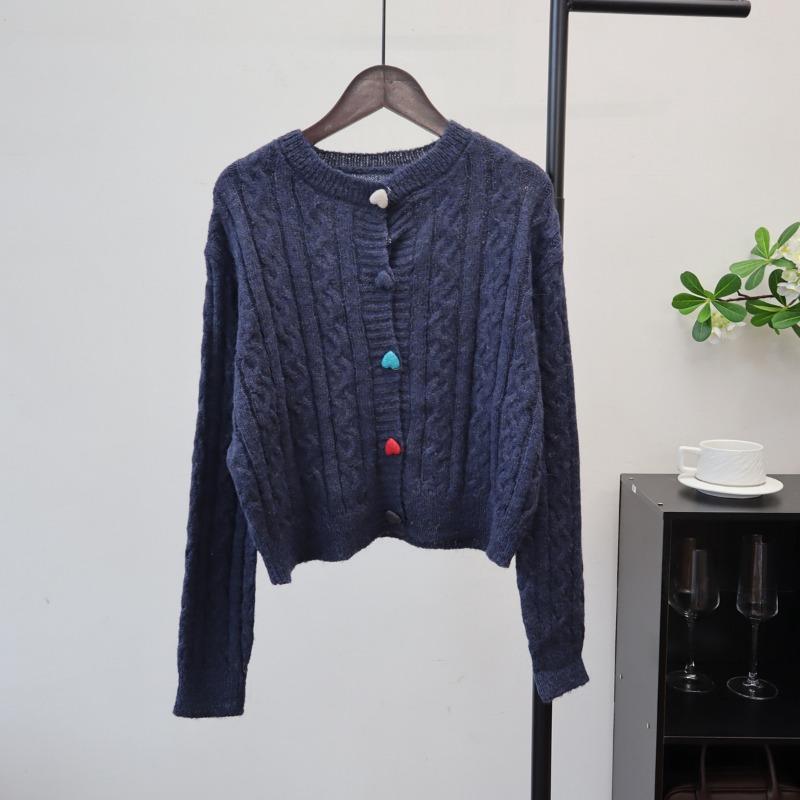 

Цвет любовь пряжка твист мягкий восковой тонкий вязаный кардиган ранняя осень новый свободный свитер куртка женская one size fits all тёмно-синий