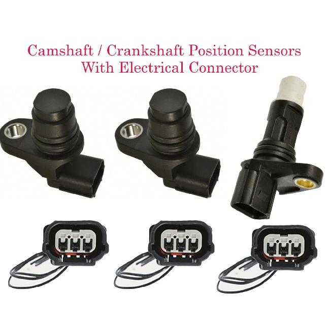 3 Pcs Camshaft/Crankshaft Position Sensor & Connectors Fits Acura HondaL4 2.4L