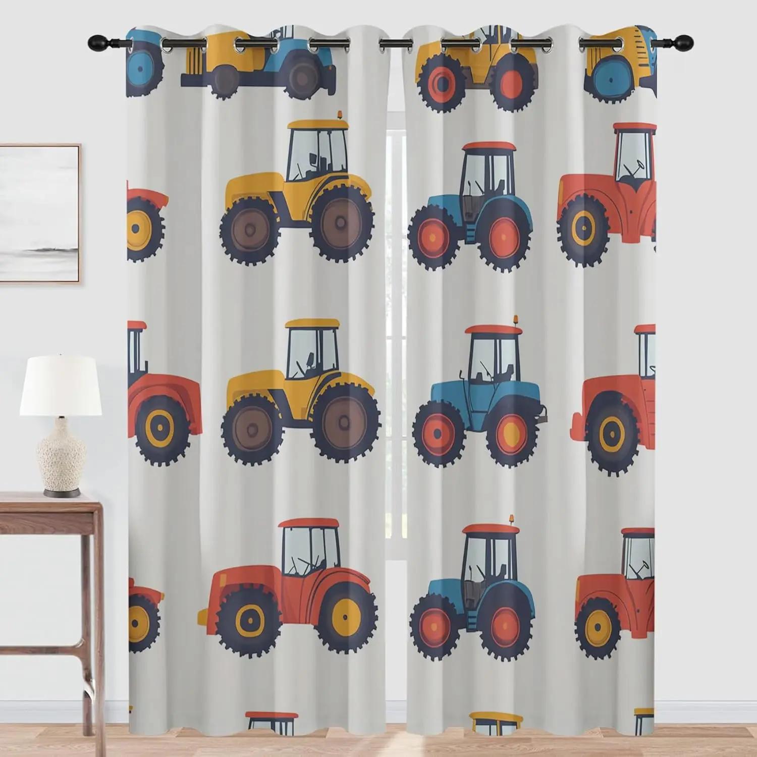 

3D Принт Блэкаут Штора Трактор для Детской Подростковой Комнаты Мальчика, Занавеси для Окна с Рисунком Сельскохозяйственного Трактора для Гостиной Кухни Игровой Комнаты 100x140cm