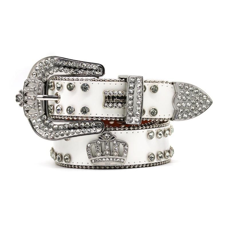 

Rhinestone Punk Leather Belt with Classic Alloy Buckle - Unisex & Versatile 115 cm