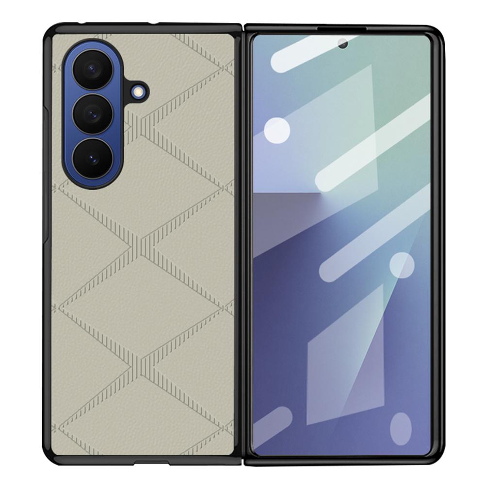 For Samsung Galaxy Z Fold7 5G Case X-Patterned TPU PU Leather PC Anti-Drop Phone Cover