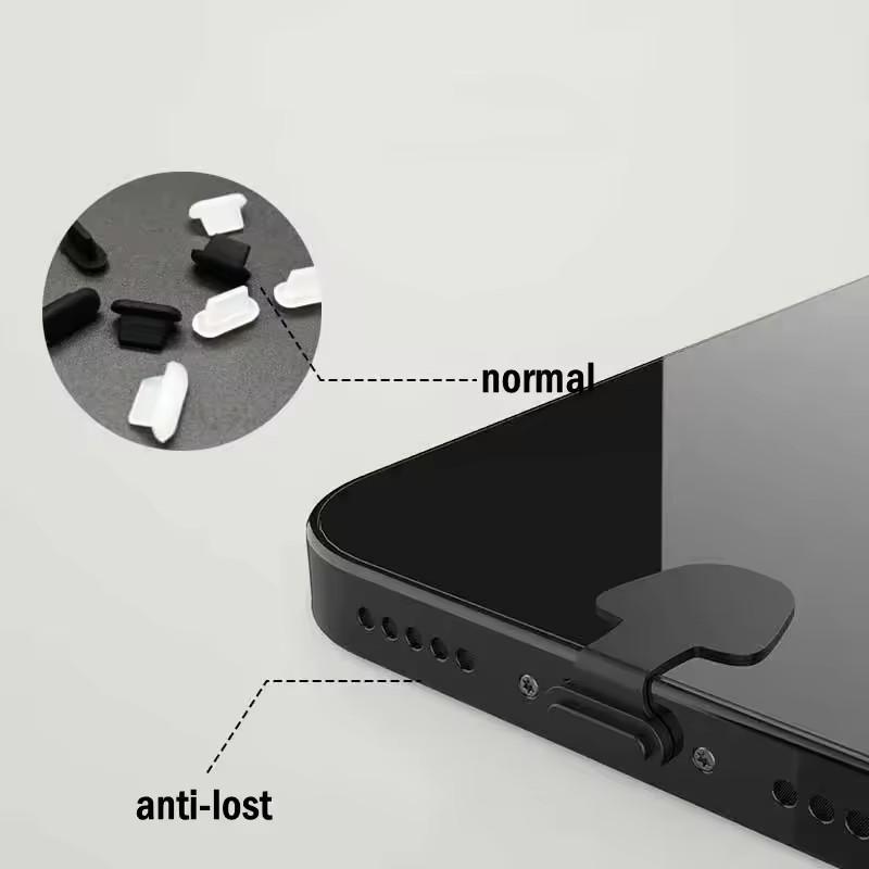2/4/6Pcs Charging Port Anti-Dust Dirt Plug for iPhone Samsung USB Type-C Port Protector Silicone Dustplugs Cover Anti-Lost Cap