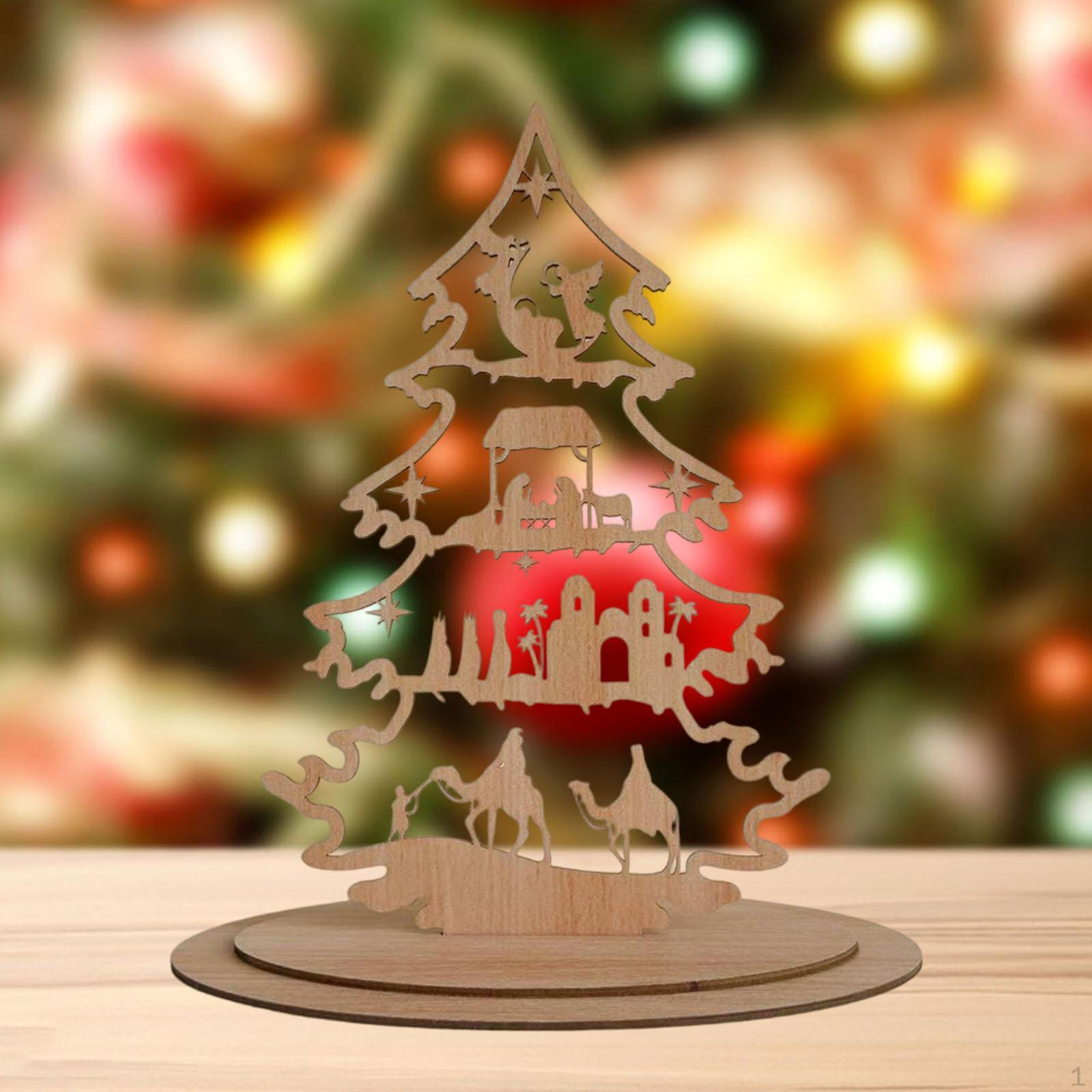 

Christmas Decoration Tree Decorative Wooden Sign Desktop Ornament for Holiday Style F