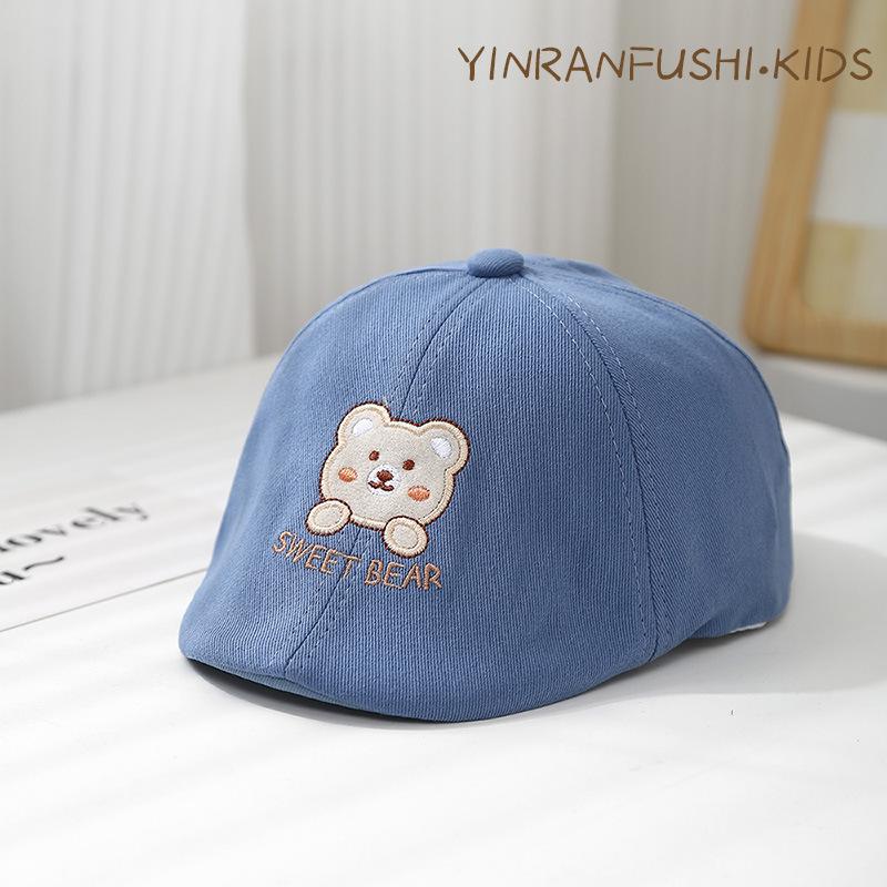 

Корейская версия мультяшный берет вперед мужской повседневный британский шляпа для девочки сезон дышащая детская шляпа весна и осень защита от солнца утиный язык (47-50cm)