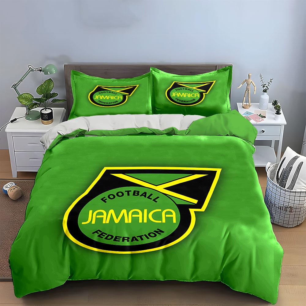 Jamaica Football Federation Logo Bedding Duvet Cover Set Duvet Cover Pillowcases  (1*Duvet Cover 2*Pillowcases, without duvet insert)