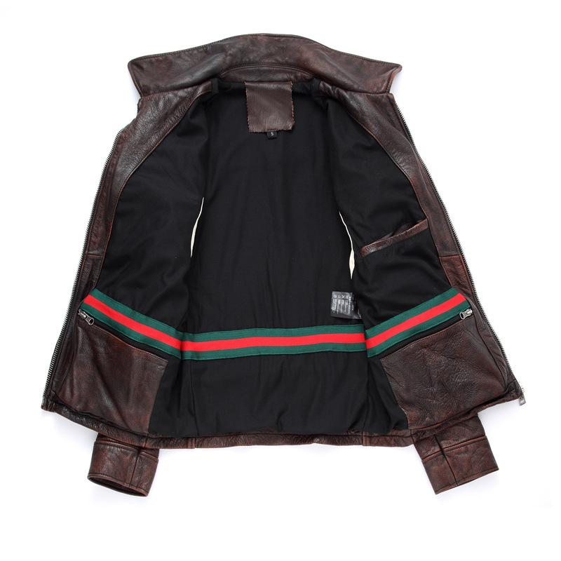 Spring Style Top Layer Cowhide Leather Genuine Leather Jacket Men's Old Motorcycle Jacket
