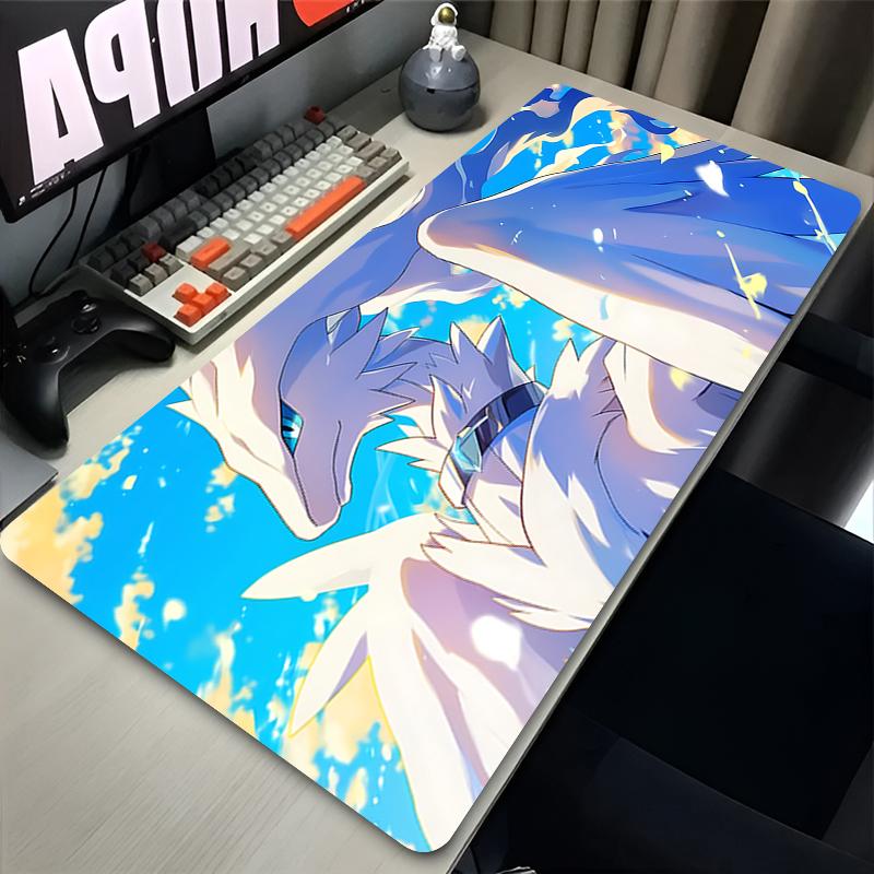 Mouse Pad Laptop Anime Gaming Pzekrom Reshiram Mousepad Gamer Computer Accessories Nonslip Rubber Keyboard Desk Mat