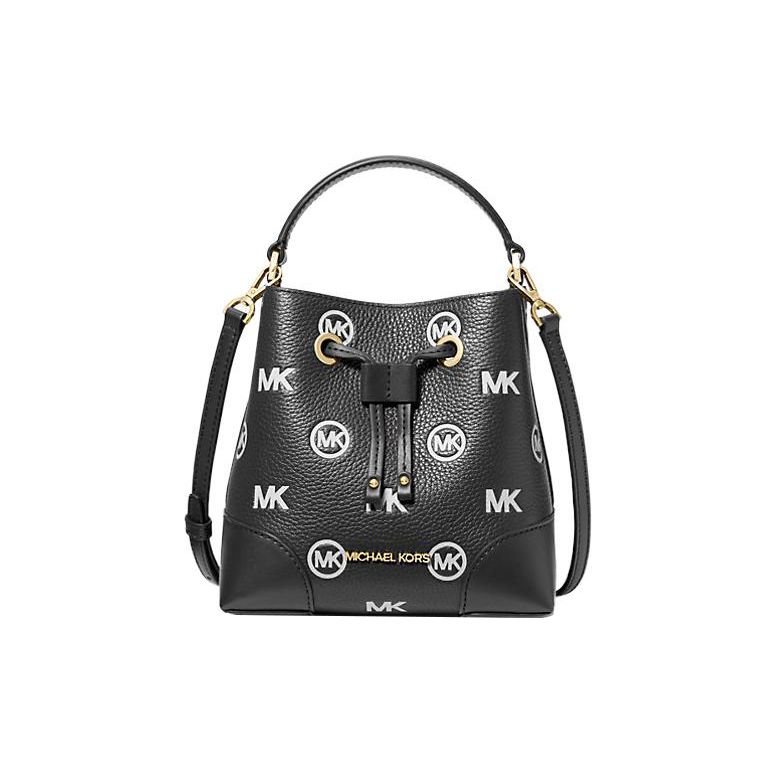 

Michael Kors MK Mercer Logo Embossed Leather Bucket Bag Women handbags Black 35F3GM9M1L-001 Black,Basic Set (Bag+Dust Bag)