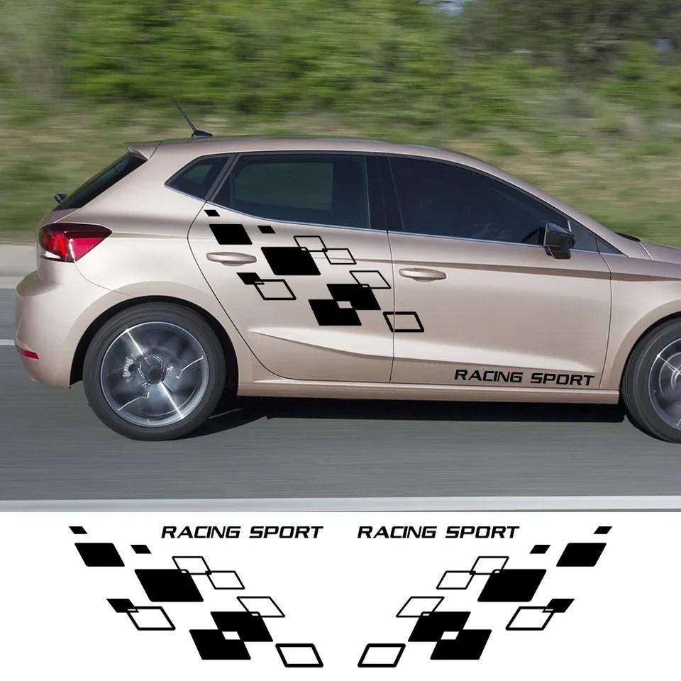 Volkswagen Racing Checkered Door Decals for POLO, Golf, CC, GTI-R