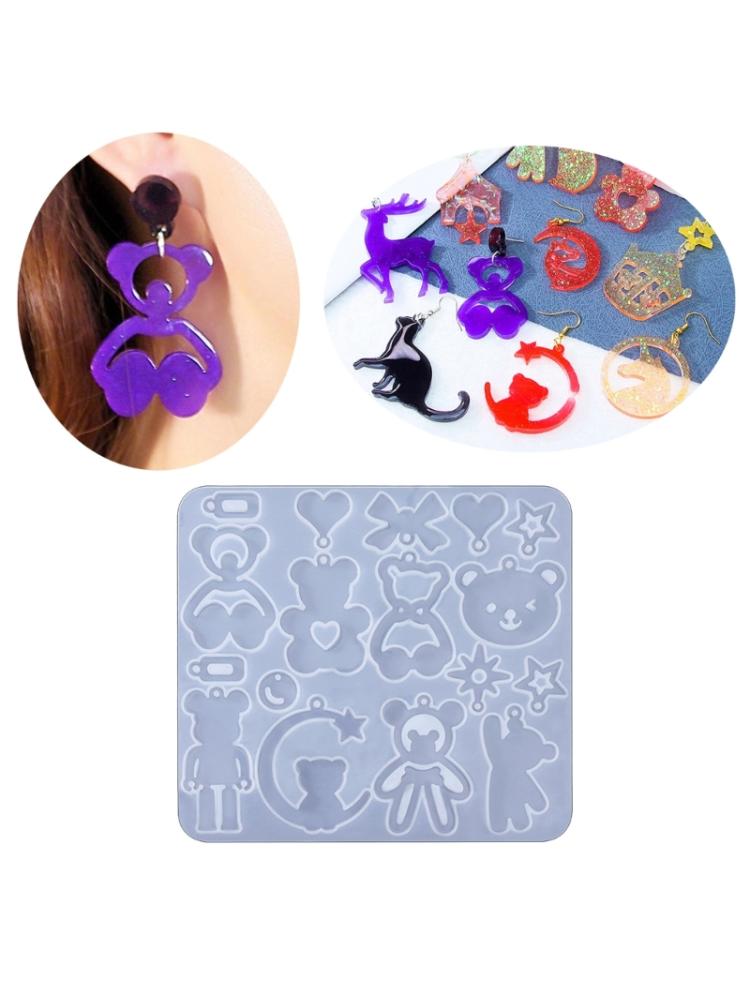 Cute Bear Pendant Earring Silicone Mold for Jewelry Making Animal Earring Pendant Resin Mold  Crafts Handmade Tool