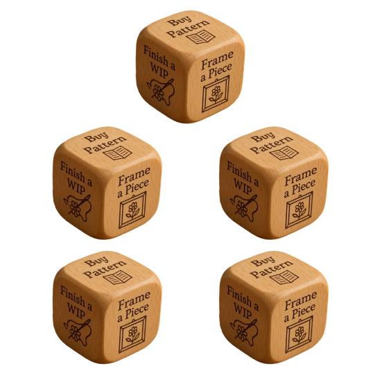 1/2/3/5/6/8Pcs Wooden Quilter Dice with 6 Engraved Quilting Tasks Solid Wood Quilting Embroidery Knitting Projects Baking Drinking Decision Dice Tools