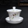 Mutton Fat Jade Porcelain San Cai Gaiwan - Ink South Design