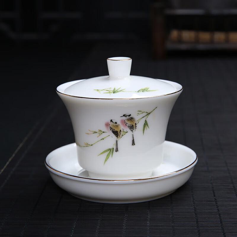 Mutton Fat Jade Porcelain San Cai Gaiwan - Ink South Design