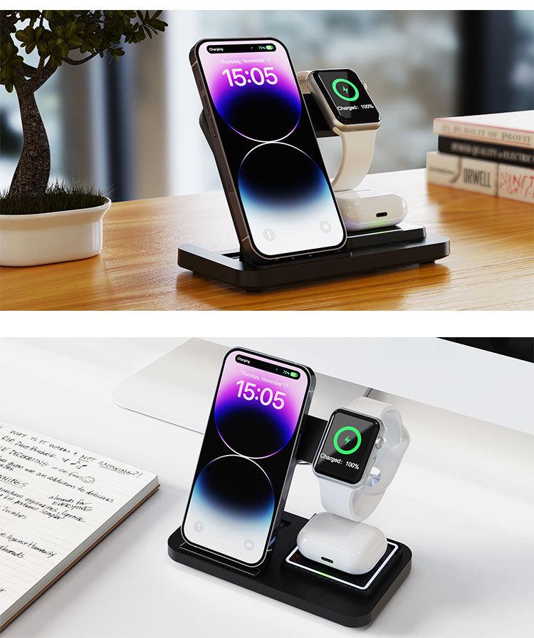 Popular 3-in-1 Wireless Charger and Stand for Apple Phones with Fast Charging
