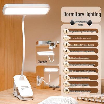 LED-Klemm-Schreibtisch- und Nachttischlampe, wiederaufladbar