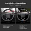 ANE1 Leather Car Steering Wheel Cover Protection Case Anti Slip Breathable Protector For Tesla Model 3 Highland 2023 Model S Model X