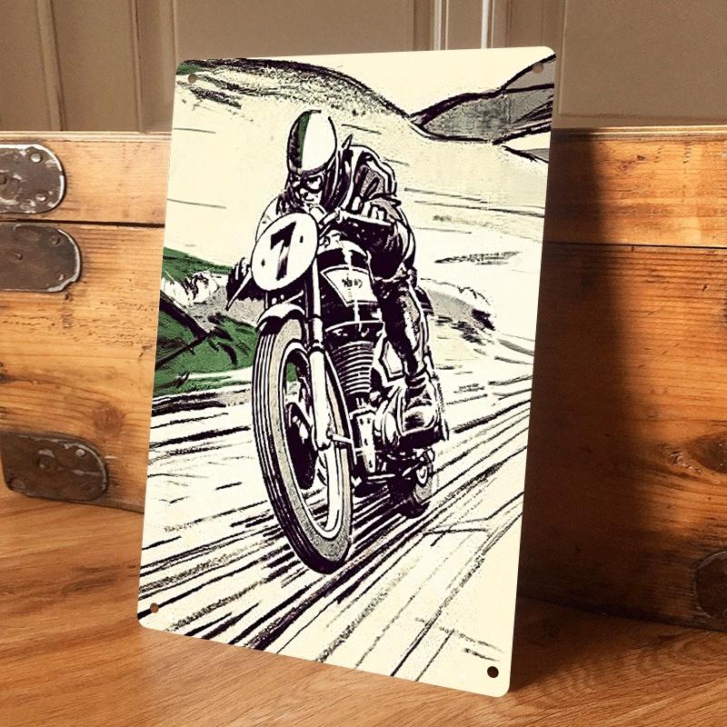 

1 piece: Retro Motorcycle Rider Racing Tin Plate Painting, Classic Racing Theme Home Decor Wall Hanging, American Retro Style Me (as the picture,20x30cm)