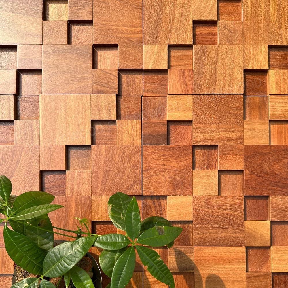 Solid Wood Concave and Convex Three-dimensional Small Square Background Wall Hanging Dining Room Coffee Living Room Wall Decor