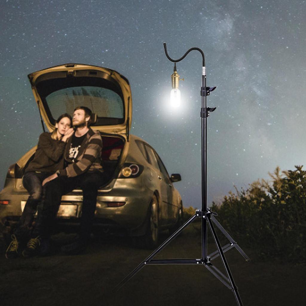 Folding And Retractable Floor Standing Stall With Three Legged Support Lamp Stand Portable Metal Outdoor Lighting Emergency
