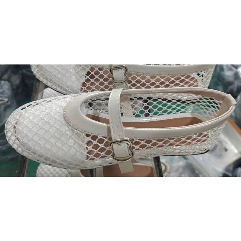 

Temu new large size women s shoes mesh ballet flats women s buckles patent leather trim comfortable and breathable hollow 42 белый