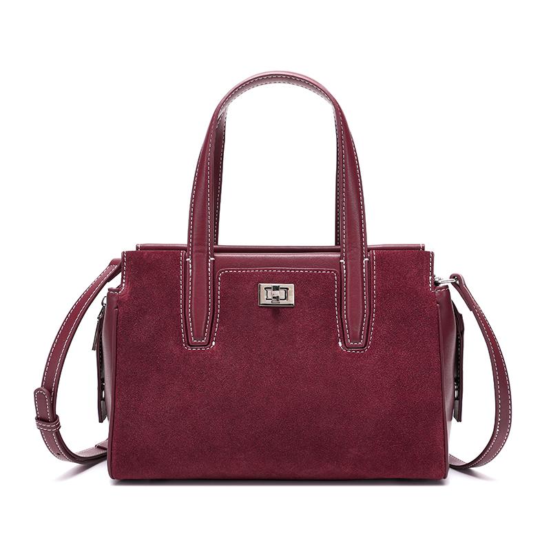 

2026 NEW Autumn winter women s Suede cowhide leather Crossbody Bag luxury designer Genuine Leather commuting Shoulder bag 19x12x19cm вина червоного кольору