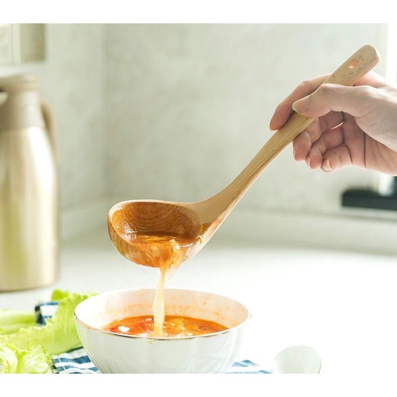 Long-Handled Unpainted Wooden Spatula, Safe for Non-stick Cookware, Heat Resistant, Anti-scald, Ideal for Stir-frying and Household Use.