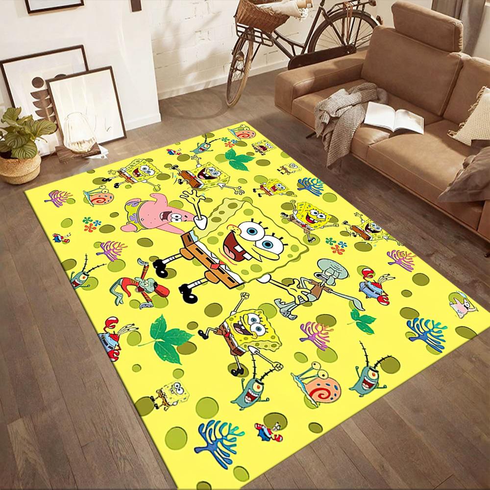 Spongebob's Colorful Friends Square Rugs Are a Great Choice for Living Rooms, Bedrooms, Home Décor, and As Gifts.