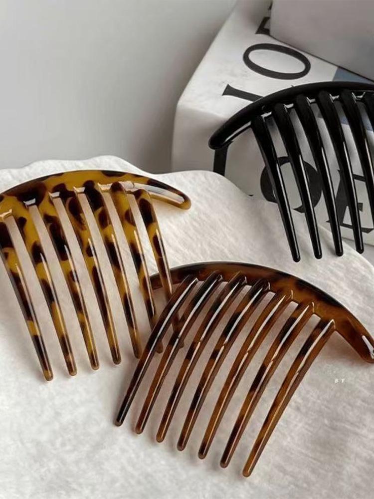Multiple Strands Hair on The Back of The Head Fixed with A Leopard Print Hair Accessory Versatile Hair Comb Insert Comb Hairpin