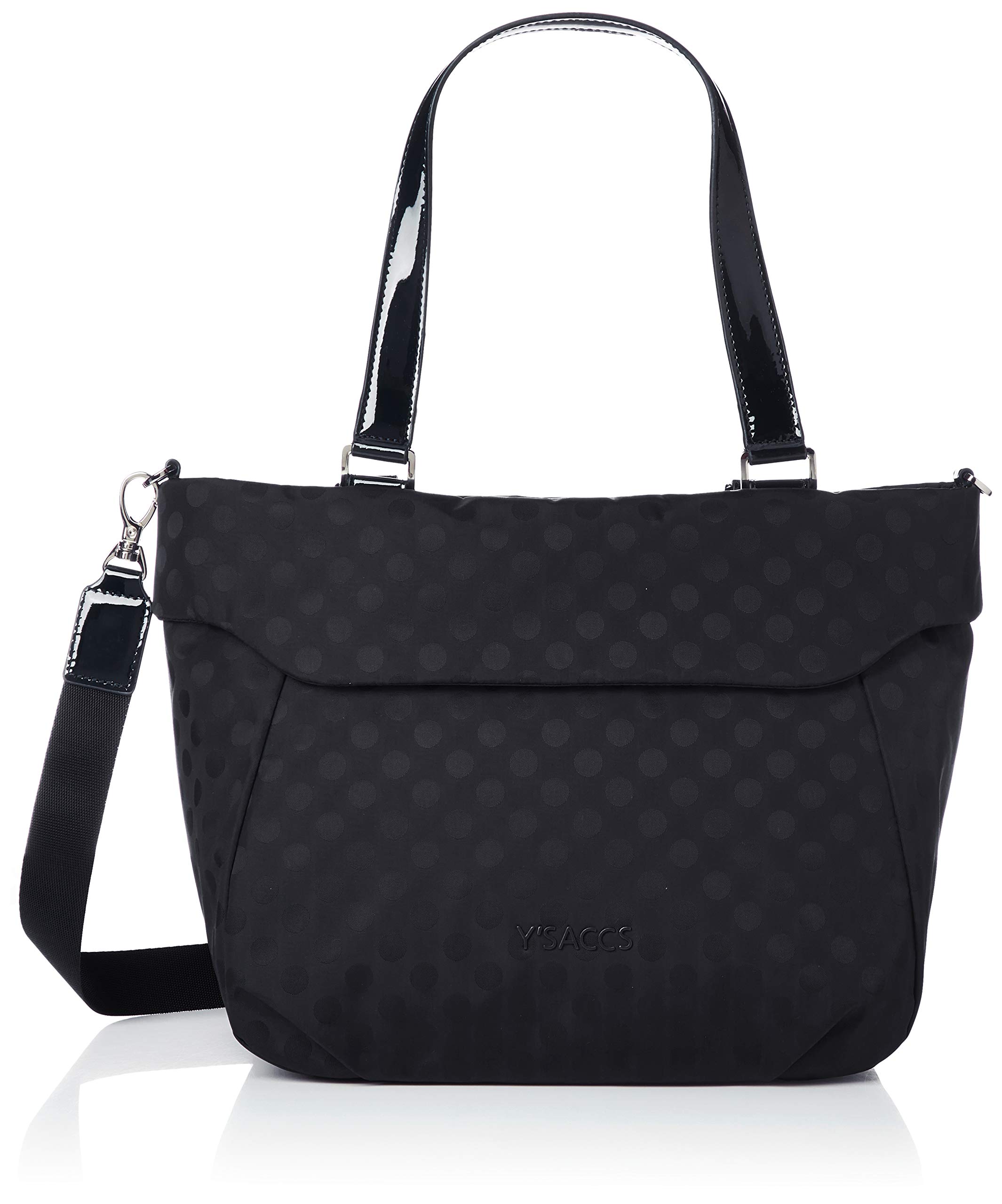 

Polka Dots Size Black [Isaac] Fold-over 2-way Tote, S, Y92-11-02, чорний