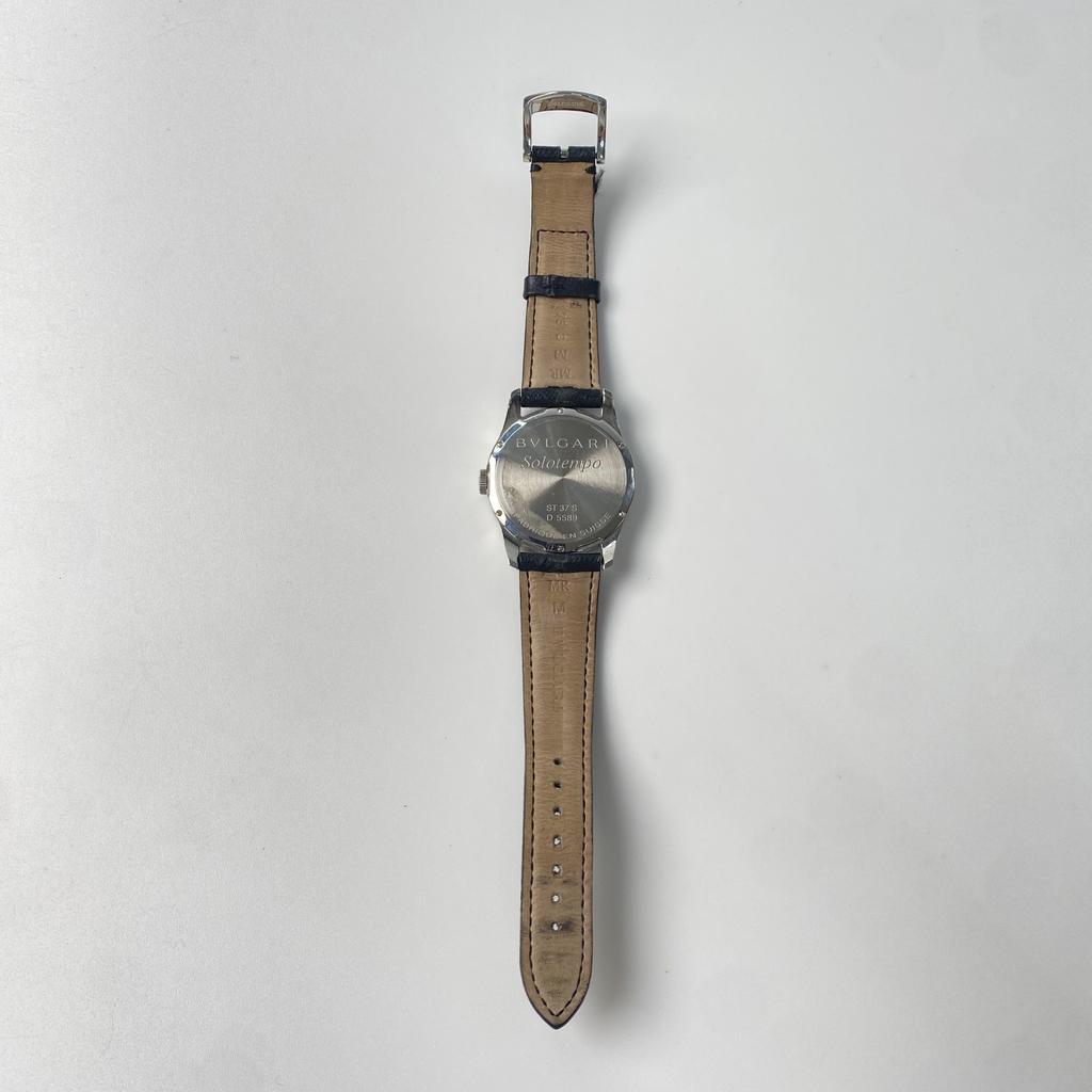 Gebrauchte BVLGARIUhren schwarz/Silber Edelstahl/Leder Herren