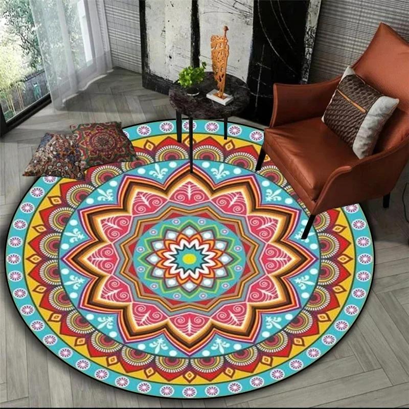 Bohemisk Mandala Rund Sovrum Nattduksbord Mat Korg Hängande Datorstol Golvmatta Meditation Yoga Mat decoracion