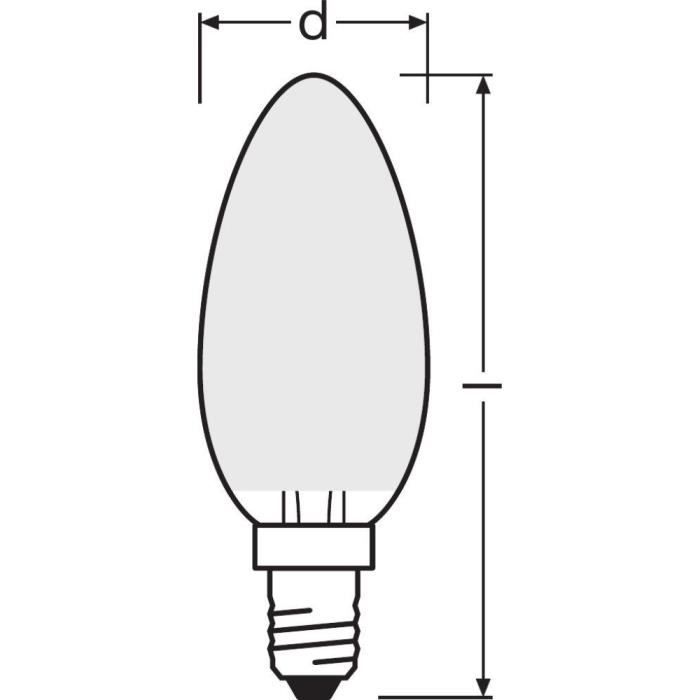 OSRAM Ampoule LED Flamme Verre Dépoli Variable 6,5W=60 E14 Chaud