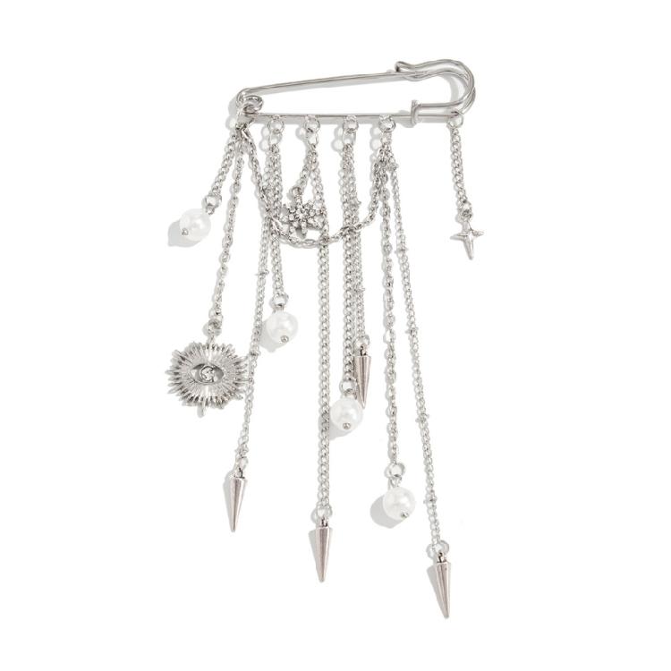 

Adjustable Waist Chain Brooch Featuring Punk Detail And Imitation Pearls For Versatile Styling 1