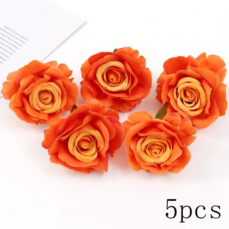 Orange Series Silk Artificial Flowers for DIY Headdress, Clothing Accessories, and Decorative Straw Hat Embellishments.