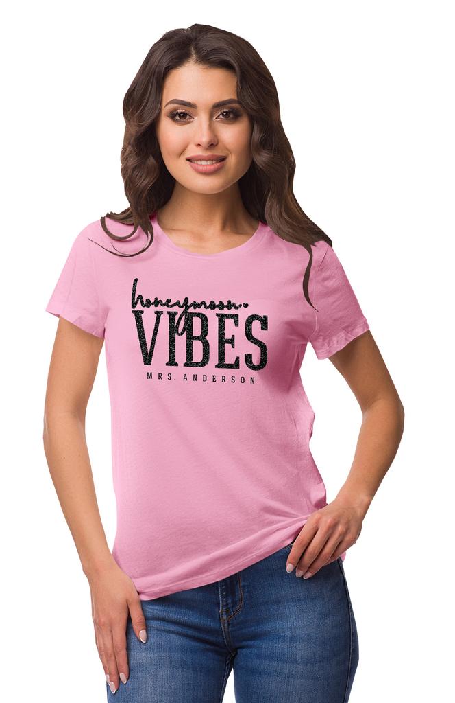 Inkdotpot Personalized Womens Tshirt Top Honeymoon Vibes Mrs Wedding  Announcement