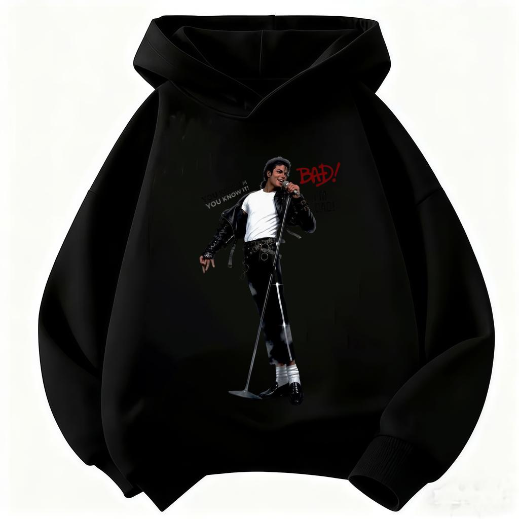 Felpa con cappuccio unisex con stampa Michael Jackson per bambini – Nuova Autunno/Inverno 2026 Felpa calda per bambini Top Grafico Icona Pop Retrò
