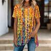 Túnicas Casuales Informales para Mujer con Estampado, Cuello Redondo, Dobladillo Irregular y Manga Corta