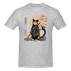 Piece  Edo Cat Novelty  Cotton TShirt Samurai Cat Tees Tops For Unisex
