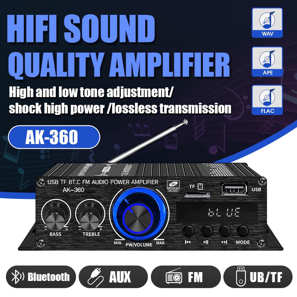 

AK360 Bluetooth 5.0 Стереоусилитель - USB Воспроизведение без потерь для Автомобильного и Домашнего Аудио
