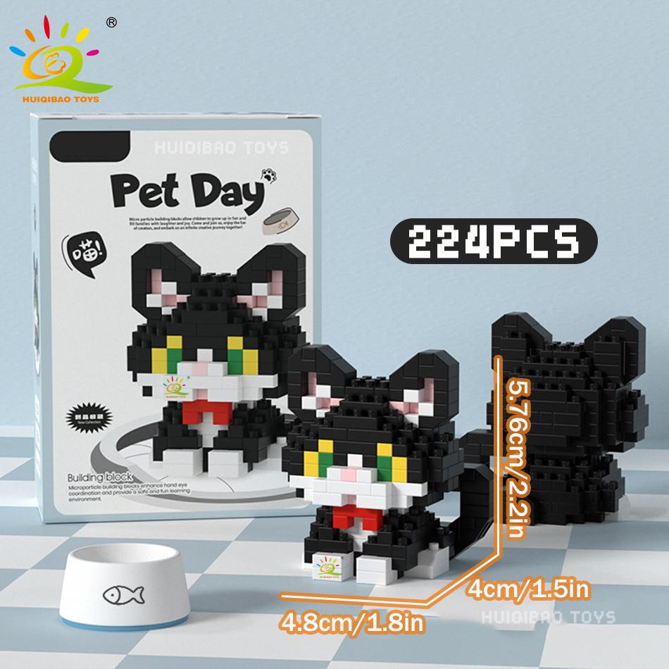 MINI Working Cat Pet Dog Micro Model Building Block Set Kids City Cartoon Animal Diamond Bricks Educational Toys Adult
