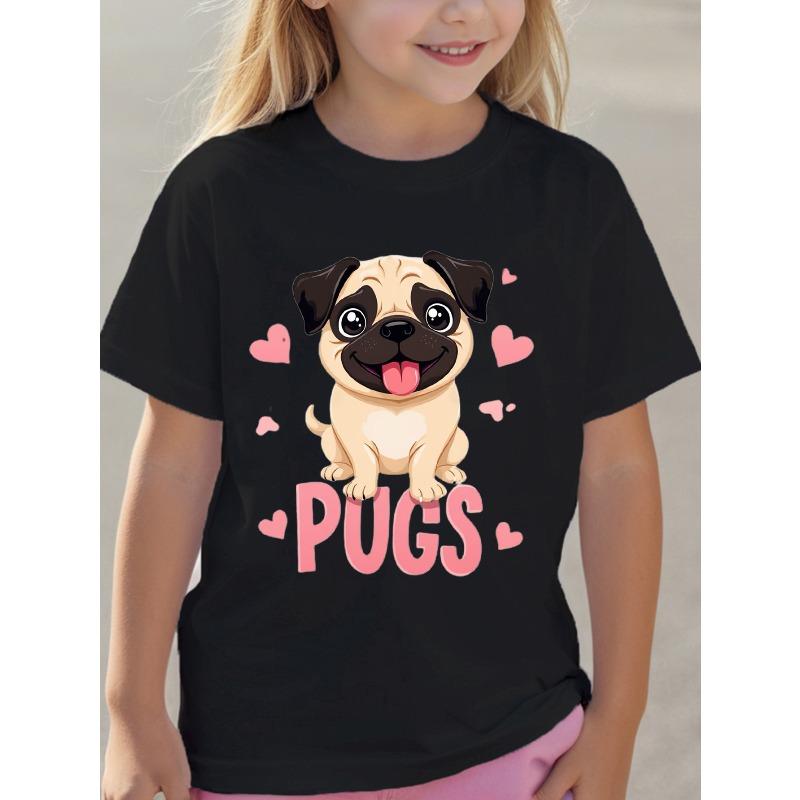 European sizes Girls  Fashion Print Round Neck T-Shirt Casual Sportswear Top 110 чёрный