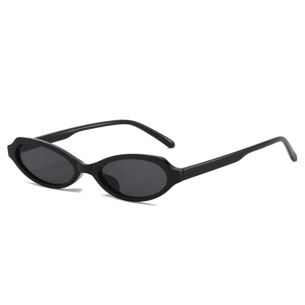 

2026 New Fashionable Personalized Elliptical Small Frame Women s Sunglasses Retro Ultra Light Neutral UV400 Sunscreen Glasses черный серый