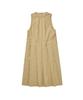 Cotton Bell Pleated Skirt Dress - Beige