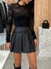 2025 Stylish Black Patchwork Mini Skirt - BB0588